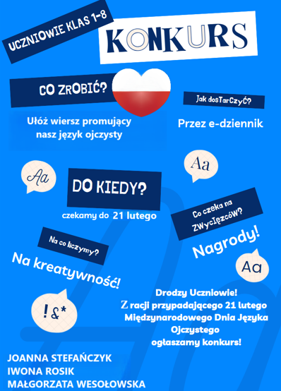 Plakat konkursu na Dzień Języka Ojczystego